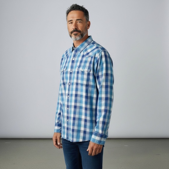 urban pipeline Other - URBAN PIPELINE | Men’s Blue Plaid Button Down Long Sleeve Shirt
